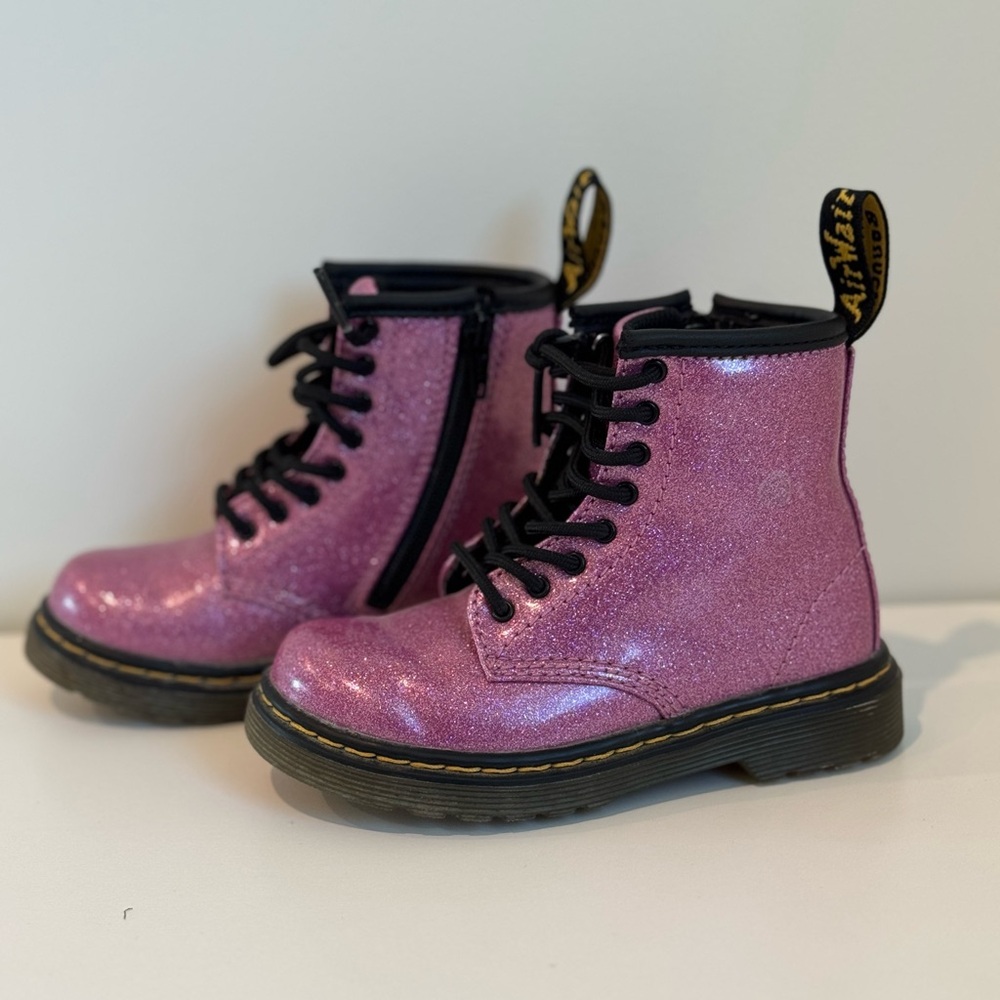 Dr. Martens Kids Pink Glitter Boots